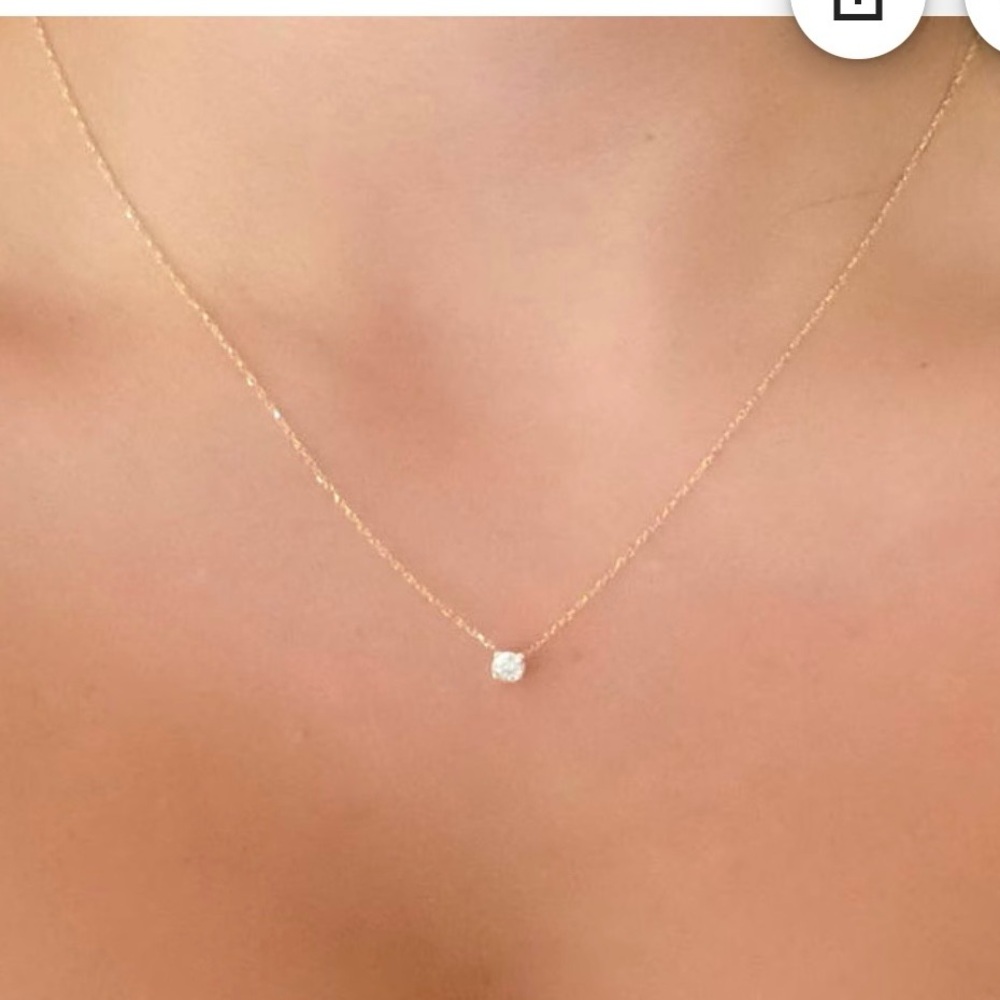 14k Gold Diamond Dainty 15” Necklace